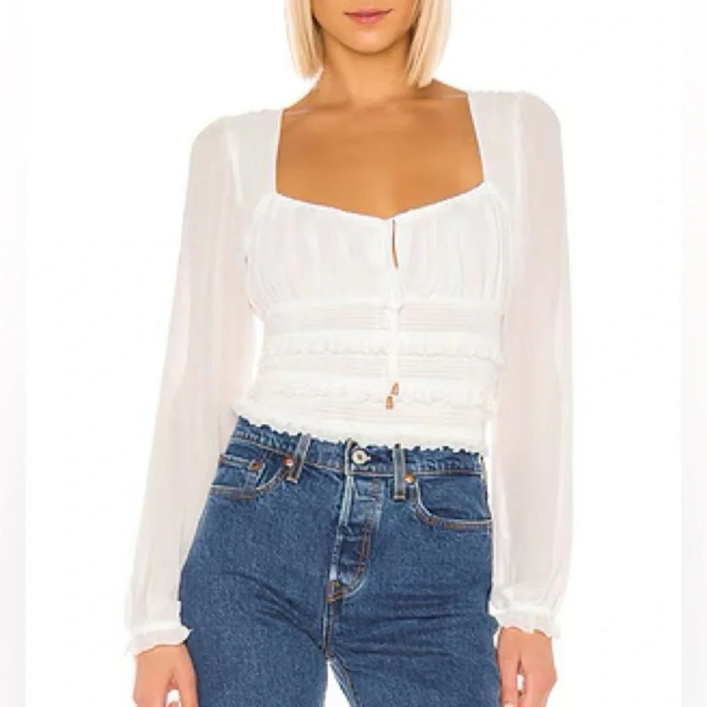 Free People Solid Lolita Blouse in White Size M